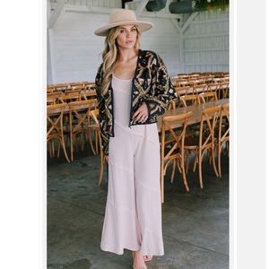 NWT Free People Peggy Quilted Jacket in Black Combo Size XS